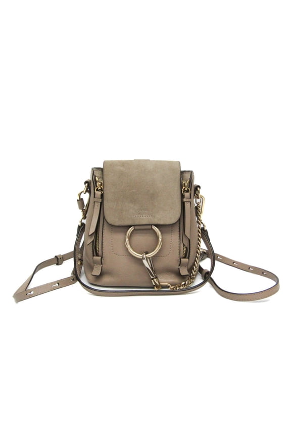 Pre-Owned Chlo Faye Women's Leather,Suede Backpack Grayish