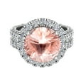 thumbnail image 4 of Morganite Wedding Ring Set 14K White Gold Halo Rings for Women 9.10 MM 7.15 Carat ( G , SI ), 4 of 5