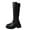 Black, variant on KEGIRLOM Women's Fashionable Casual Winter Solid Color Buckle Strap Heel Round Head Mid-Heel Knee-High Boots Khaki Size 7.5