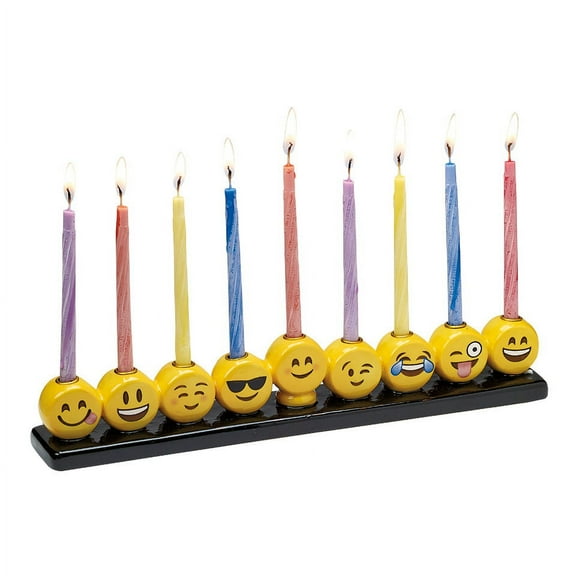 Rite Lite 10.75" Hanukkah Emoticon Hand Painted Ceramic Menorah - Yellow/Black