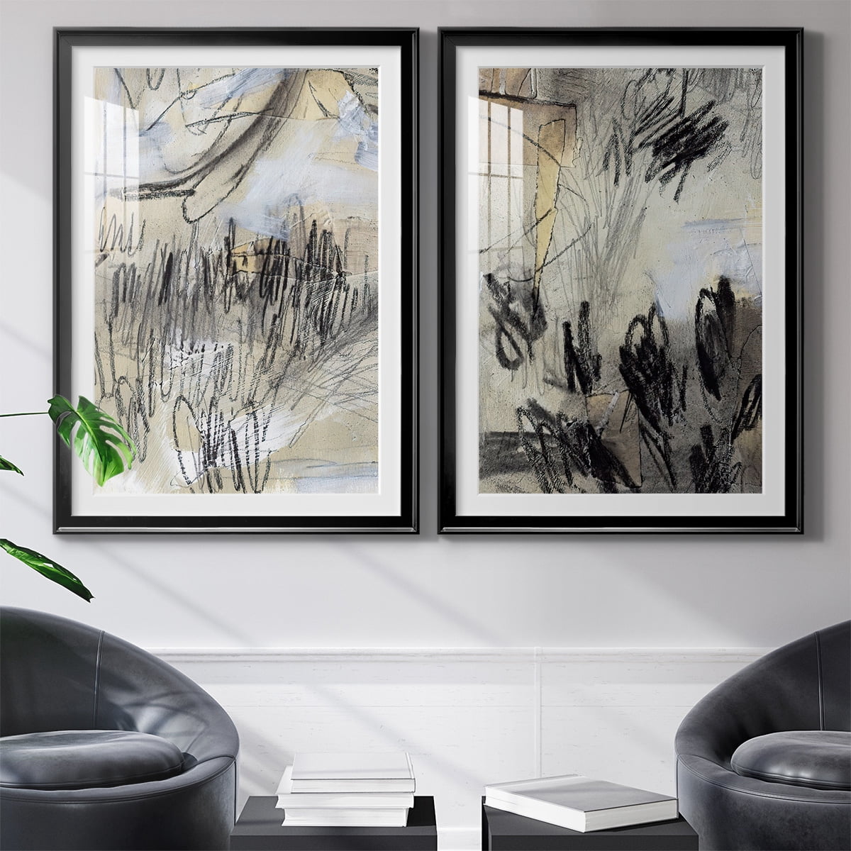 Wexford Home Masked Notes III Premium Framed Print, 30.5" x 42.5" - Ready to Hang, Black (Set of 2)