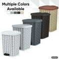 thumbnail image 3 of Superio Small Outdoor Trash Can with Lid for Dog Poop 12 Liter - 3 Gallon Plastic White Wicker Waste Basket, 3 of 6
