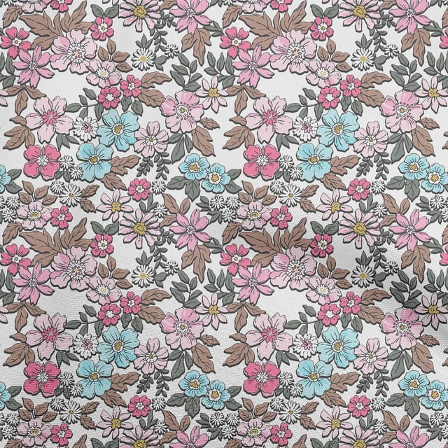 oneOone Polyester Lycra Turquoise Blue Fabric Florals Sewing Craft Projects Fabric Prints By Yard 56 Inch Wide