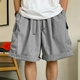 thumbnail image 2 of HOOMEUMY Men's Baggy Nylon Cargo Shorts Summer Loose Fit Multi-Pockets Drawstring Elastic Waist Board Shorts Quick Dry Beach Shorts Gray S, 2 of 3