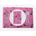 thumbnail image 1 of S4Sassy Pink Artistic Butterfly Printed Dining Room Reversible Tablemats With Napkins set, 1 of 3