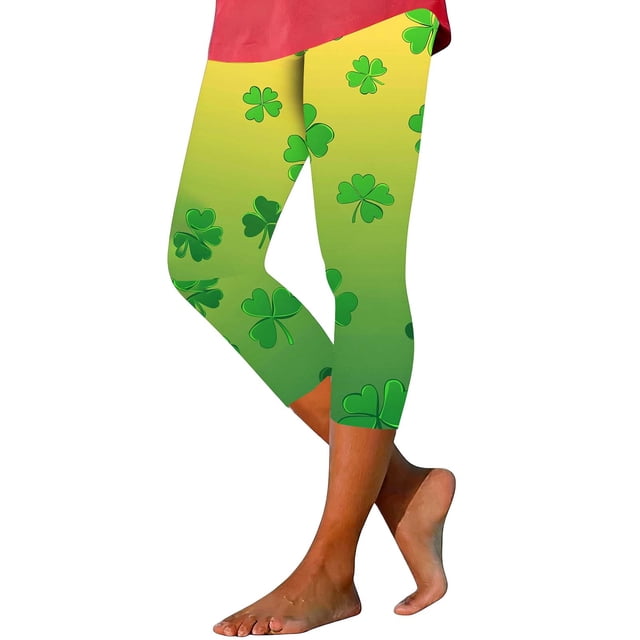 Leggings Del Día de San Patricio Unisex Impresión Tight Yoga 3/4 Longitud Pantalones de Mujer Traje de Moda Casual