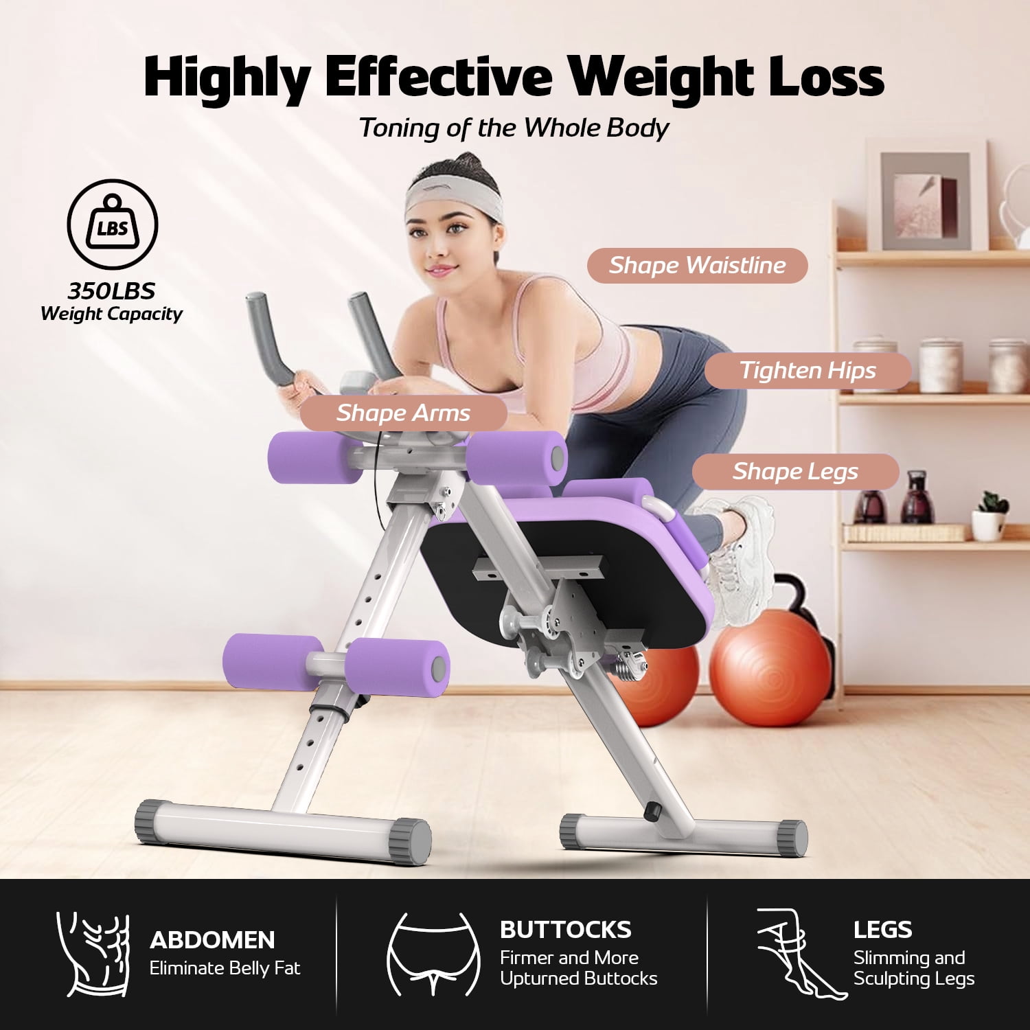 Lnow Adjust Ab Machine, Foldable Ab Machine with LCD Monitor Ab Workout Equipment Full Body Workout for HomLnow Adjustable Gym, Core & Abdominal Trainer Fitness Equipment, 350lbs