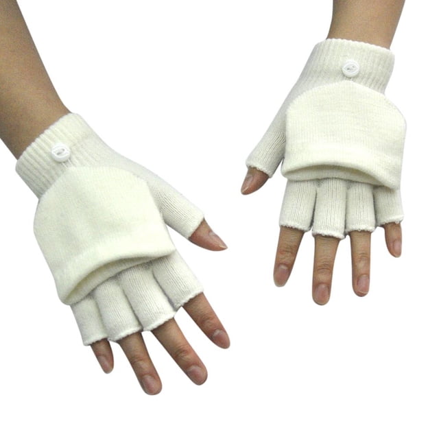 Gants Sans Doigts pour Femmes et Hommes, Chauffe-Poignets d'Hiver, Couverture Rabattable