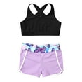 thumbnail image 3 of Zaldita Kids Girls 2 Pcs Dance Outfit Criss Cross Back Crop Top with Gymnastics Yoga Shorts Set Butterfly 10, 3 of 7