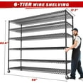 thumbnail image 3 of REIBII 60''W x 82.6''H Steel Heavy Duty Wire Shelving Unit with Wheels, Adjustable 6-Tier Commercial Metal Storage Shelves (2PCS), 3500LBS Weight Capacity, 3 of 9