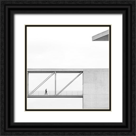 Lenzen, Klaus 12x12 Black Ornate Wood Framed with Double Matting Museum Art Print Titled - across the bridge