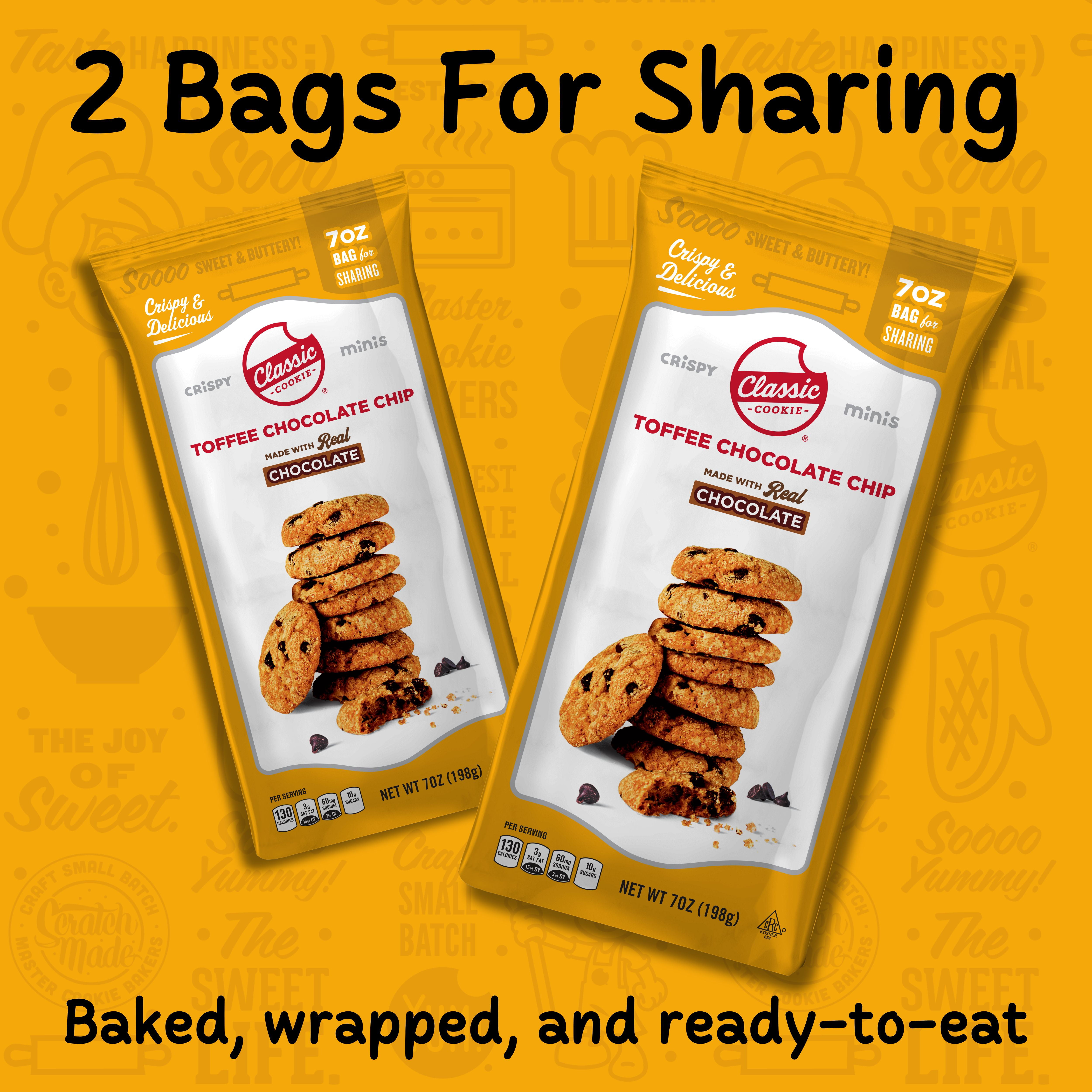 Classic Cookie, Crispy Mini Cookies, Toffee Chocolate Chip 7oz, 2 Bags
