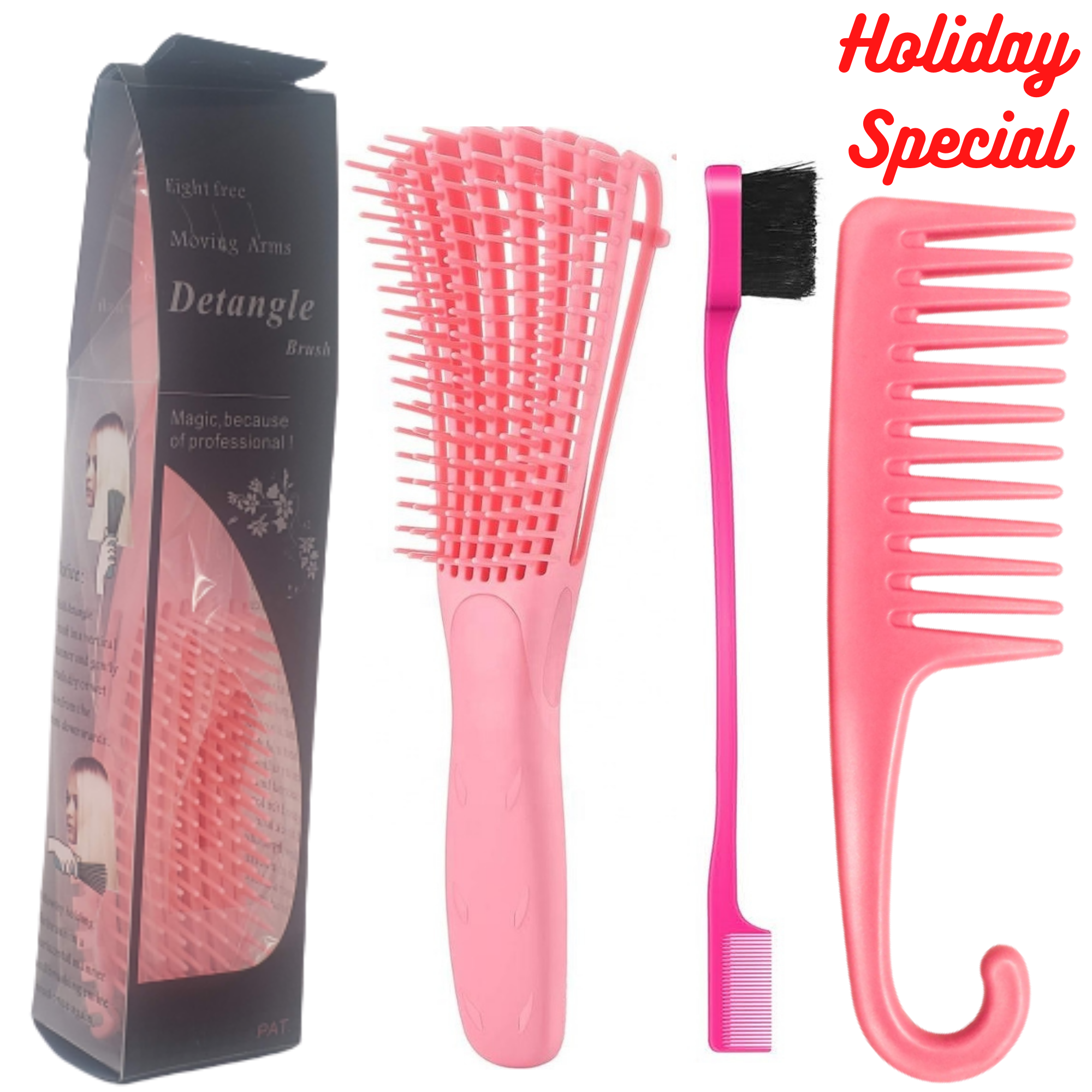 Large Pink Detangling Brush Great For Curly Hair Afro Textured Wet Wavy 