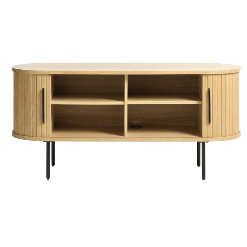 Unique Furniture Modern Sliding Door TV Lowboard in Natural Oak