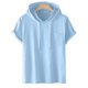 thumbnail image 5 of Pullover de Manga Corta para Hombres Casual Sólido de Moda con Capucha de Bolsillo Deportivo Camiseta Superior, 5 of 7