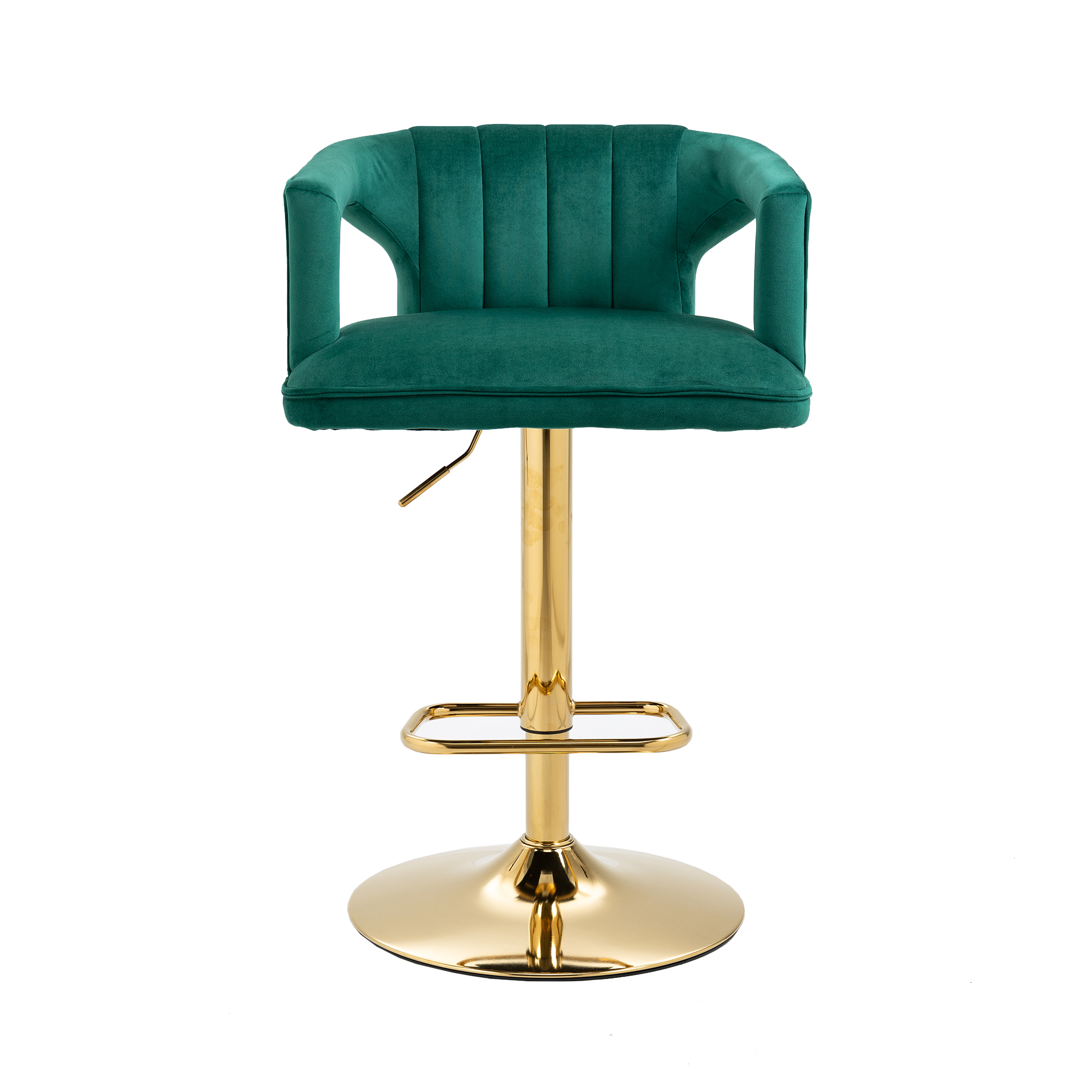 HOMEFUN 33 in. Emerald Velvet Golden Metal Frame Adjustable Hight Cushioned Bar Stool with Foot