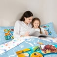 thumbnail image 7 of Feelyou Blue Initial E Letter Bedding Comforter Set, Kawaii Dinosaur Full Bedding Set, Teen Boy Girl Kid Colorful Stars Reversible, 7pcs, 7 of 7