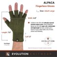 thumbnail image 4 of Alpaca Knit Fingerless Gloves - Made in the USA - Super Soft Baby Alpaca - Large - Green, 4 of 7