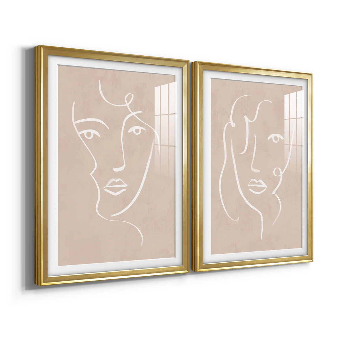 Wexford Home Curly Face I Premium Framed Print, 30.5" x 42.5" - Ready to Hang, Gold (Set of 2)