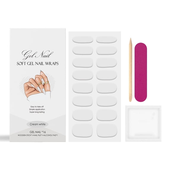 Vadktai Semi Cured Gel Nail Strips Stickers, Solid Color Self Adhesive Waterproof Nail Stickers, Polish Strips for Women