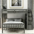 thumbnail image 3 of Euroco Wood Twin over Full Bunk Bed, Loft Bed with Moveable Platform Bed, Storage Staircase for Kids Teens Adults, Gray, 3 of 12