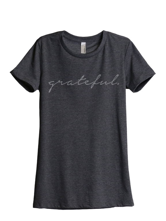 Grateful Women's Relaxed Crewneck T-Shirt Tee Charcoal 2X-Large