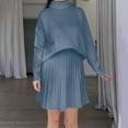 thumbnail image 3 of Women’s Fall Winter Sweater Sets Skirt Sets Outfits Long Sleeve Turtleneck Knit Top and Knit Pleated Short Skirts Set, 3 of 7