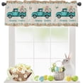 thumbnail image 2 of Curtain Valances for Windows, Easter Rabbit Eggs on Truck Wood Board Retro Texture Rod Pocket Valance Window Treatments Short Curtains for Kitchen Bathroom Living Room 54 x 18 Inches, 1 Panel, 2 of 6