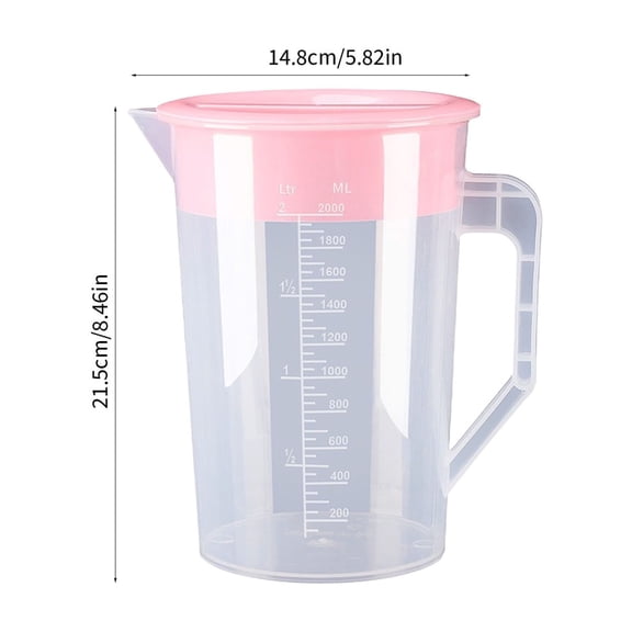 Momihoom Clear Plastic Measuring Pitcher with Lid, Ergonomic Mixing Jug for Kitchen Baking, Cooking, and Beverage Storage