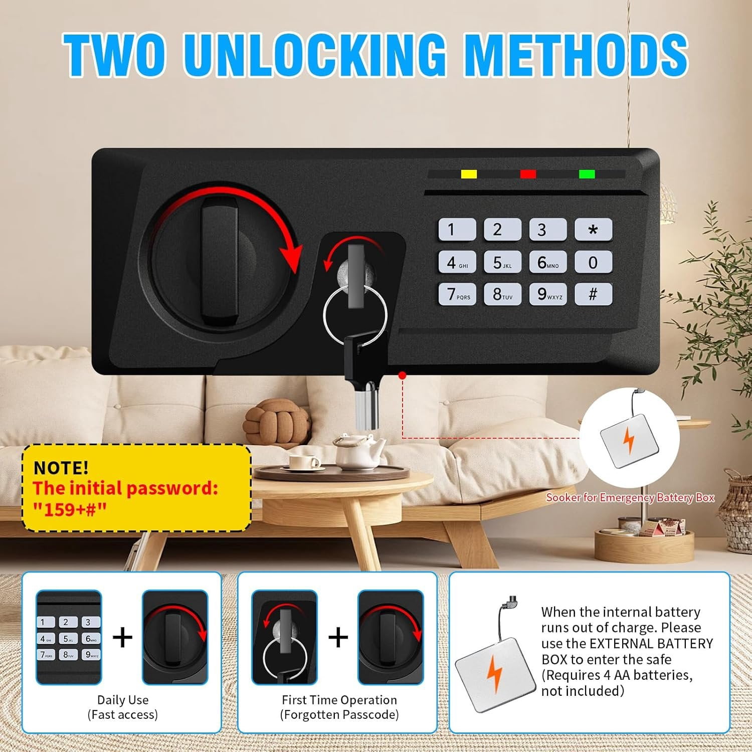 2.3 Cuft Fire proof Safes for  USE, Digital  Safe Box with Programmable Keypad and Spare , Safety Box for  Office Business, Document Safe for   Valuables
