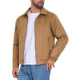 thumbnail image 5 of INSPIRE CHIC Men's Casual Coat Collared Zipper Outdoor Wear Vintage Suede Jacket S Khaki, 5 of 6