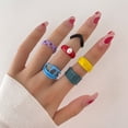 thumbnail image 2 of Six-piece Alloy Spray Paint Geometric Personality Simple Ring Set, 2 of 5