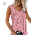 thumbnail image 1 of Camiseta sin mangas sin mangas con estampado sin mangas con cuello en V para mujer, chaleco de verano, rosa, S Sweethay AP002122-33, 1 of 7