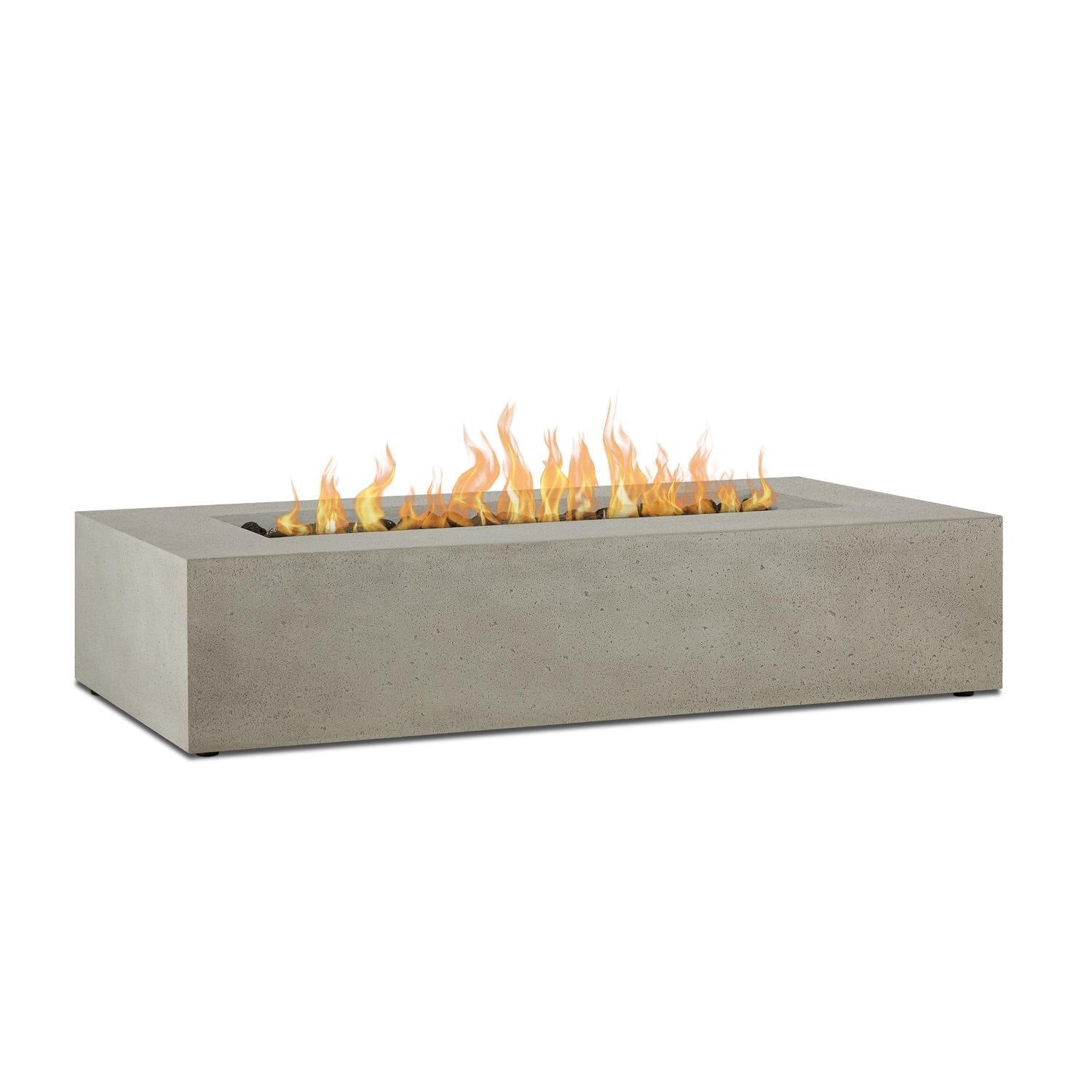 Hillview Bay 56 Inch Rectangular GFRC Propane Fire Pit Table in Flint by BBQGuys Signature
