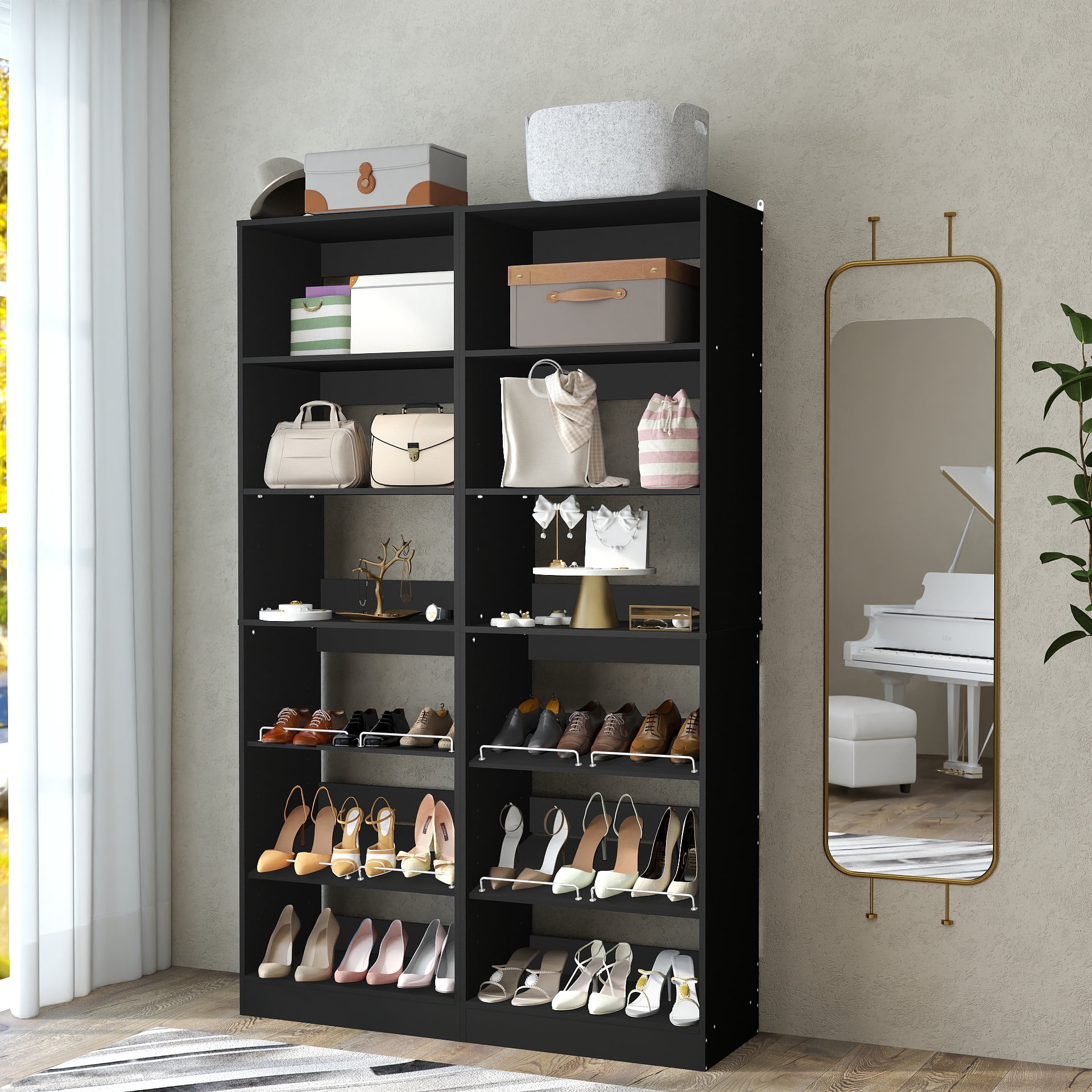 room306 OffShoulderPeplumTops ブラック Homieasy Closet System, 25 Inch Freestanding Closet Shoe Organizer