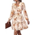 thumbnail image 6 of PRETTYGARDEN Women Floral Long Sleeve Mini Dress | Fall Wedding Guest Dresses, V Neck, Fit & Flare, Ruffle Hem A-Line, Short Chiffon Dress, Elegant Holiday Party, Date Outfits, 6 of 9