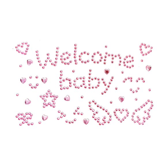 Welcome Baby Wall Decals Stickers Nursery Decor Gift Tags Rhinestone Embellishments Newborn Announcement Party Supplies Room Decoration Adhesive Vinyl Art Mural Kids Bedroom Design