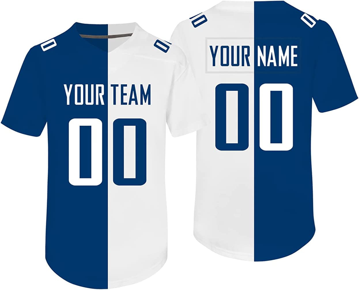 gelijktijdig Heer kennis Custom Split Half Color Jersey Personalized Design Your Own Football Jerseys  for Men Women Youth - Walmart.com