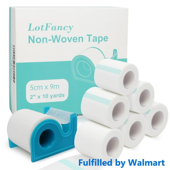 LotFancy Ruban Médical, 6 Rouleaux 2 Po x 10 Verges, Rubans Adhésifs Hypoallergéniques en Papier Chirurgical