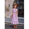 thumbnail image 4 of Arshiner Girls Summer Maxi Dresses Short Sleeve Casual Flowy Tiered A-Line Dress with Pockets, 4 of 5