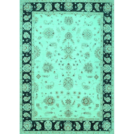 Ahgly Company Indoor Rectangle Persian Turquoise Blue Traditional Area Rugs, 2' x 4'