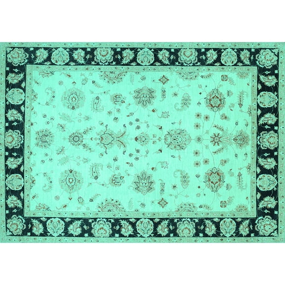 Ahgly Company Indoor Rectangle Persian Turquoise Blue Traditional Area Rugs, 5' x 7'
