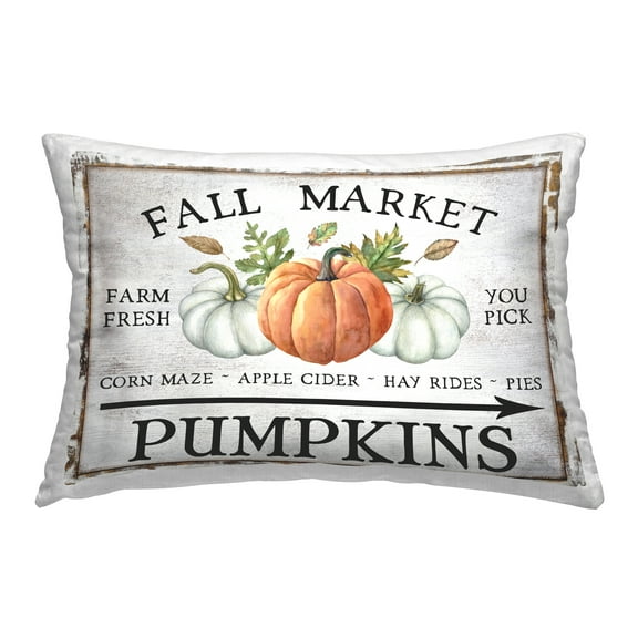 Stupell Industries Fall Market Pumpkins Decorative Printed Throw Pillow, 14 x 20