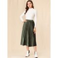 thumbnail image 3 of Falda plisada midi con cintura elástica y acordeón metálico para mujer Aceituna S, 3 of 6