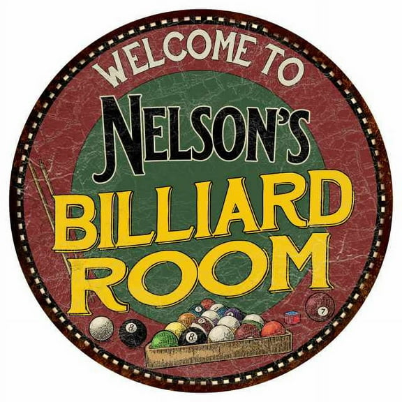 Nelson's Billiard Room 12" Round Metal Sign Kitchen Wall Décor 200120033333