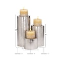 thumbnail image 4 of CosmoLiving by Cosmopolitan 3 Candle Silver Metal Handmade Pillar Candle Holder, Set of 3, 4 of 11