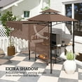 thumbnail image 3 of Outsunny 8' x 7.6' Grill Gazebo, Double Tiered Outdoor BBQ Gazebo with Side Awning, 2 Side Shelves and 6 Hooks for Patio, Deck, Yard, Brown, 3 of 9