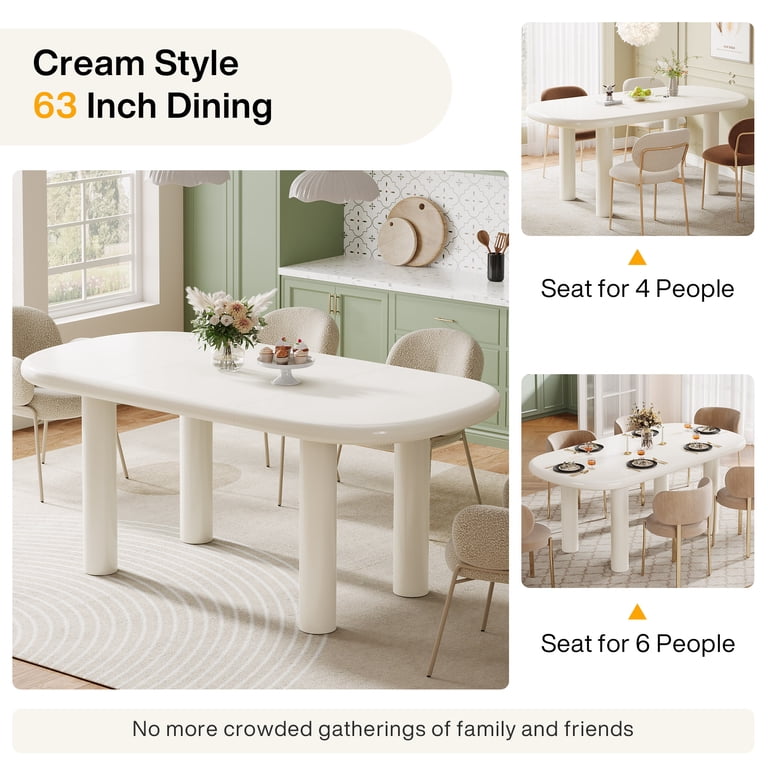 Dinner Table 63 Inch Oval Wood Dining Table For 4-6 People - Modern ...