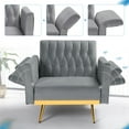 thumbnail image 3 of ACMEASE Velvet Accent Chair with Adjustable Armrests and Backrest,Single Recliner Armchair with Ottoman, Light Grey, 3 of 7