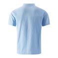 thumbnail image 4 of Linen Polo Shirts for Men Short Sleeve Breathable Casual Solid Color Pocket Top Lightweight Summer Tee Mens Golf Shirt Sky Blue M, 4 of 4